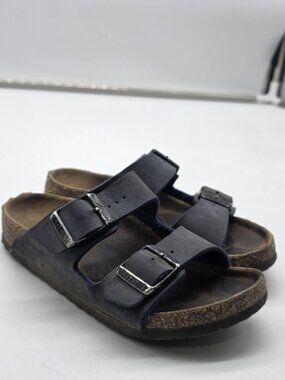 Birkenstock Arizona Sandals kids Size 22 Blue Suede Cork Footbed Damage Shoes